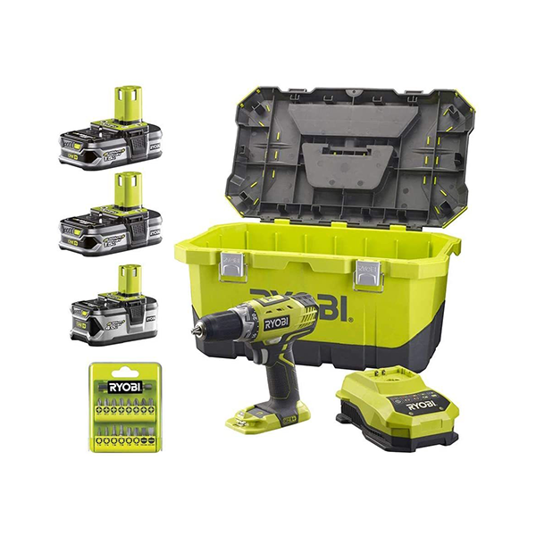 Ryobi RCD1802LLL99T Üç Akülü 2 Vitesli Vidalama + 17 Parça Vidalama Seti(Lithium ion 18V)